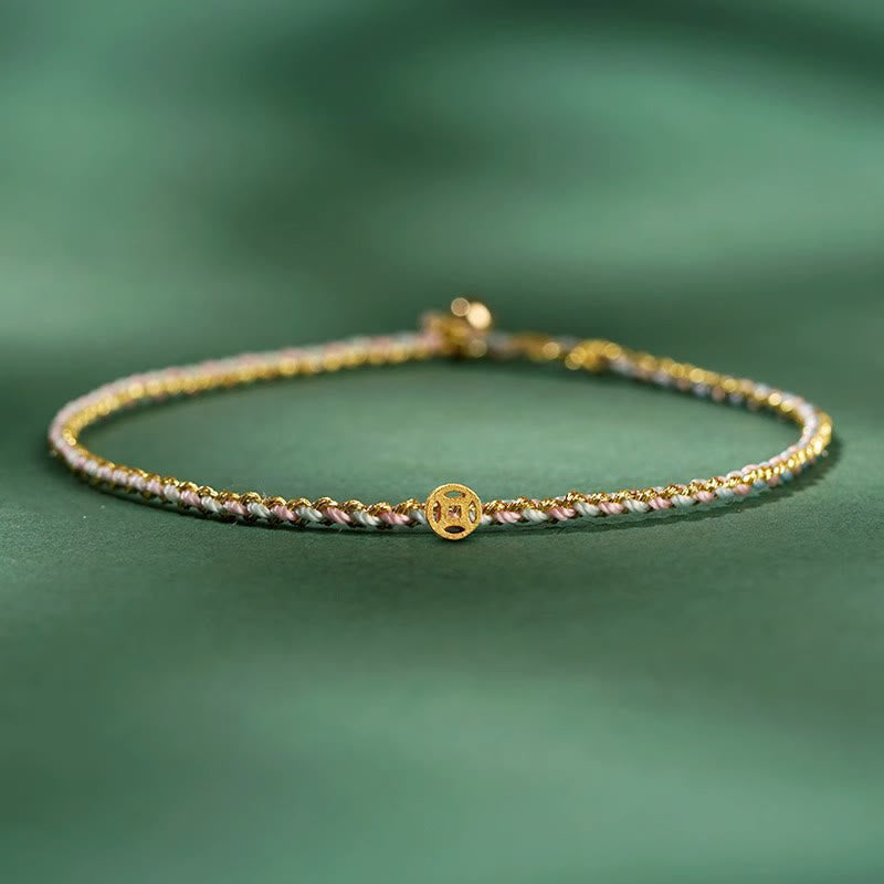 Buntes Glücksmünzen-Seilarmband 14–15 cm Heilende Klänge