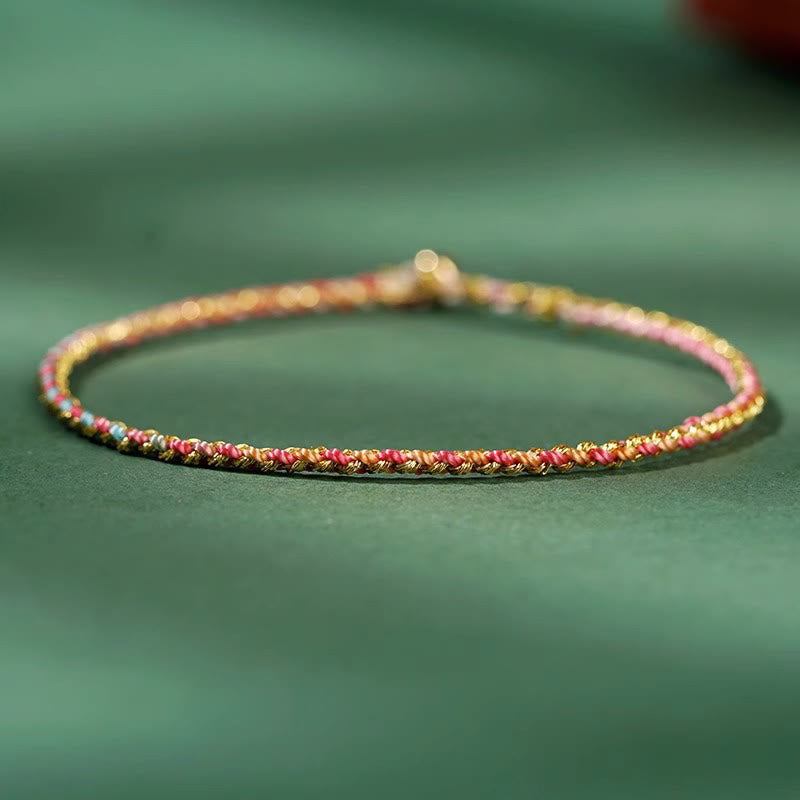 Buntes Glücksmünzen-Seilarmband 14–15 cm Heilende Klänge