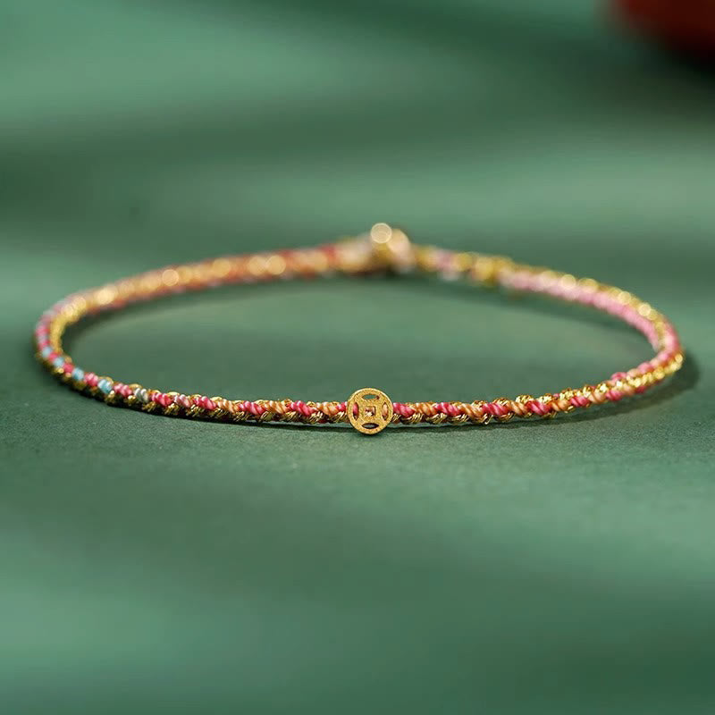 Buntes Glücksmünzen-Seilarmband 14–15 cm Heilende Klänge
