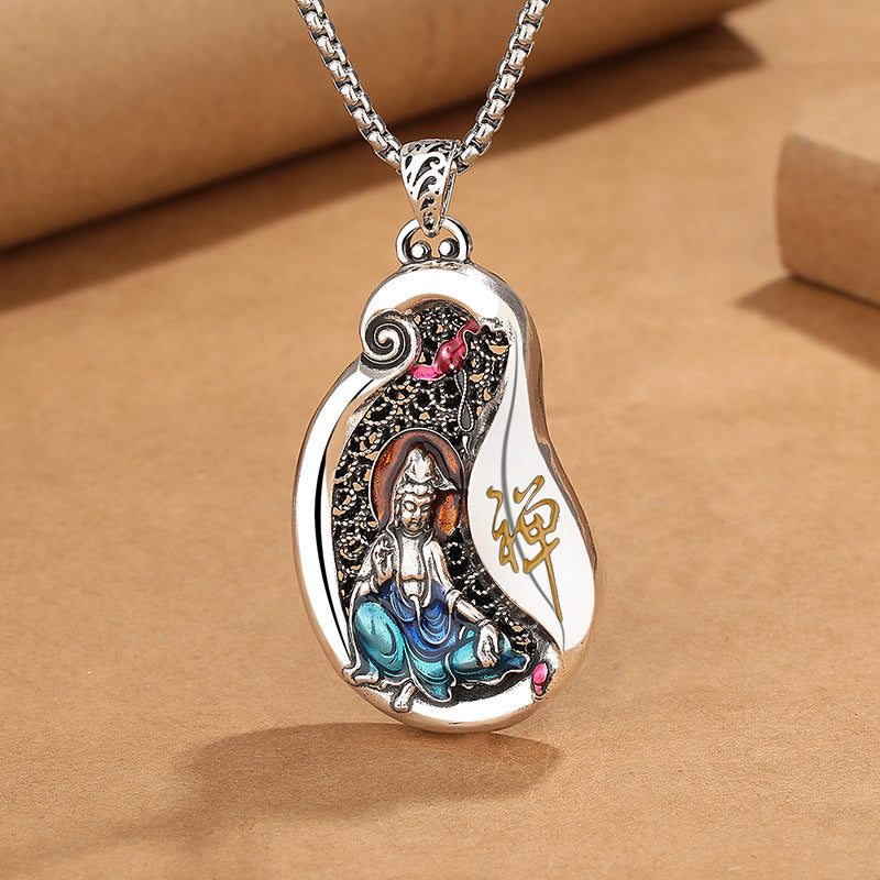 Kupferne Avalokitesvara-Lotus-Reichtumskette für spirituelles Wachstum