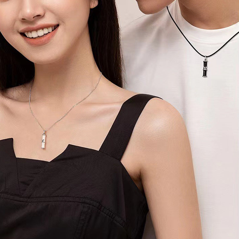 Kupfer Bambus Glückspaar Halskette 45cm Anhänger