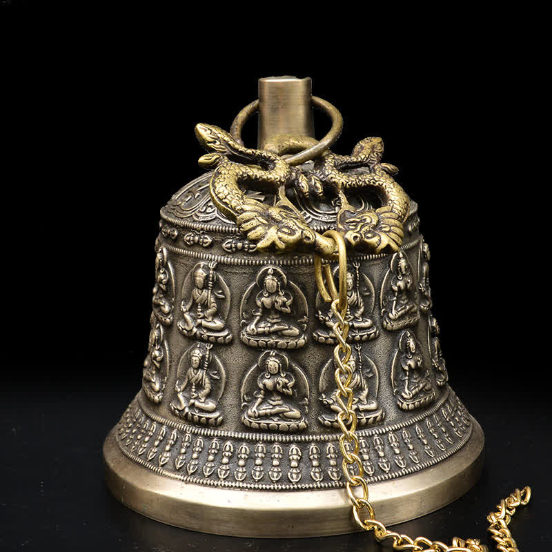 Kupfer Buddha Drachen Windspiel Glocke 15,5x20,5 cm Zen Decor