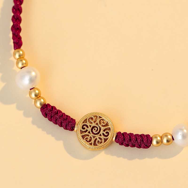 Kupfermünzen-Armband mit roter Schnur für Glück und Schutz