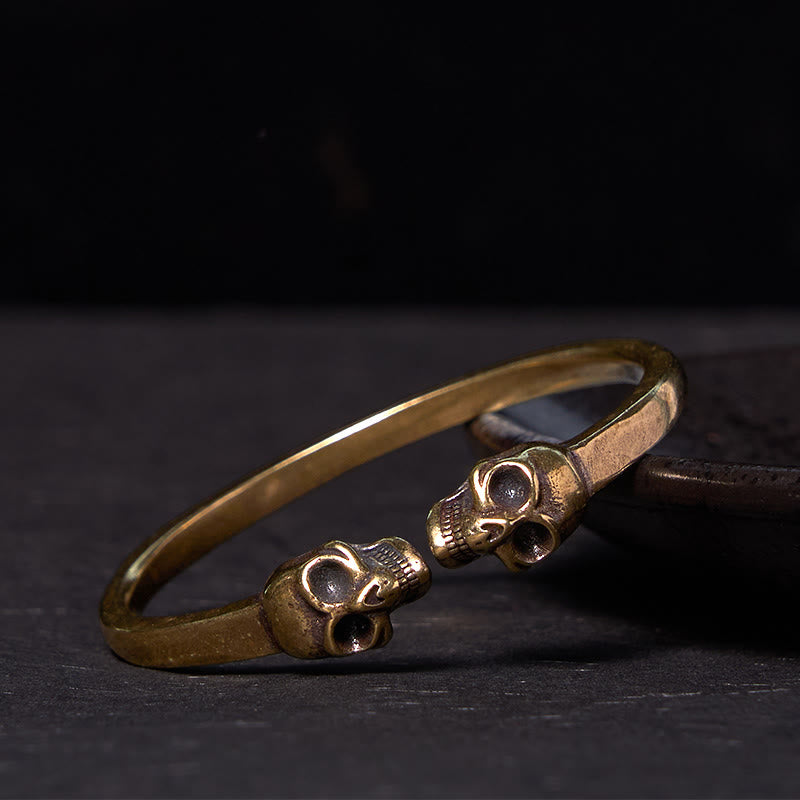 Kupfer Doppelschädel Spiritueller Schutz Armband Armreif