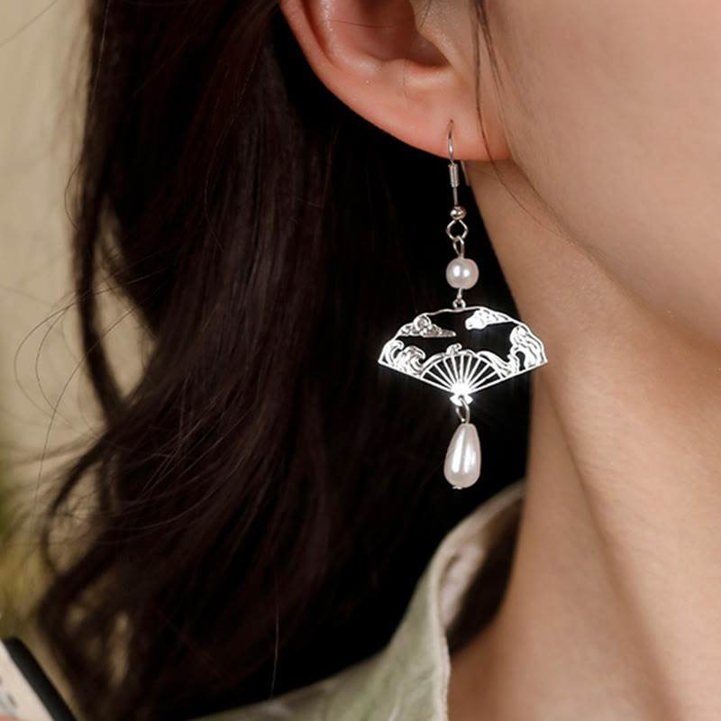 Kupfer-Fächerperlen-Tropfenohrringe | Wohlstand & Schutz