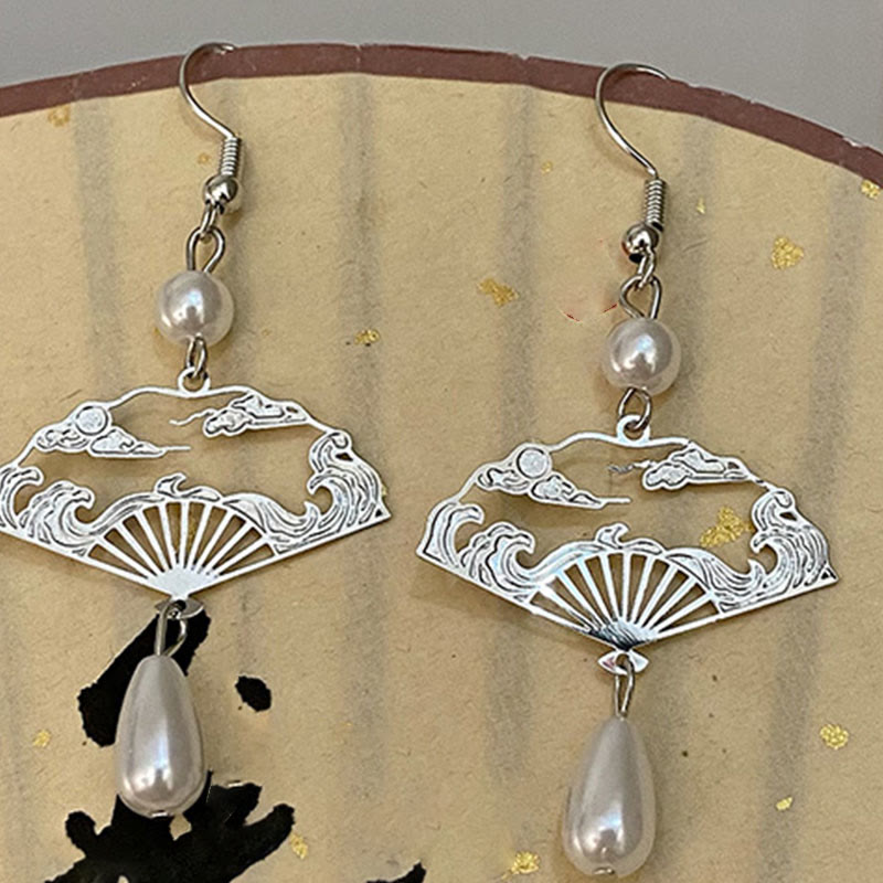 Kupfer-Fächerperlen-Tropfenohrringe | Wohlstand & Schutz