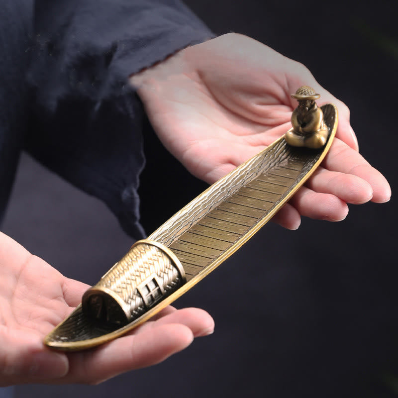 Kupfernes Fischerboot-Räuchergefäß für Meditation und Gleichgewicht