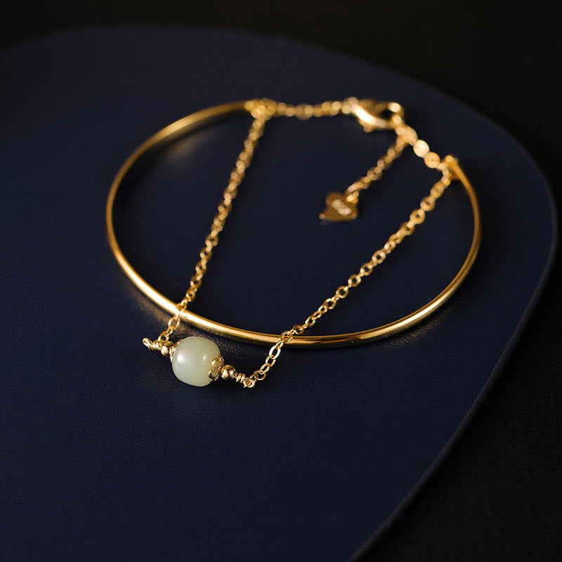 Kupfer-Gold-Hetian-Jade-Glücksarmband mit zwei Schichten