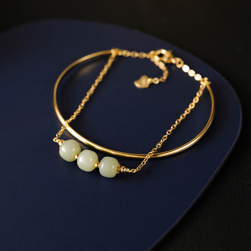 Kupfer-Gold-Hetian-Jade-Glücksarmband mit zwei Schichten