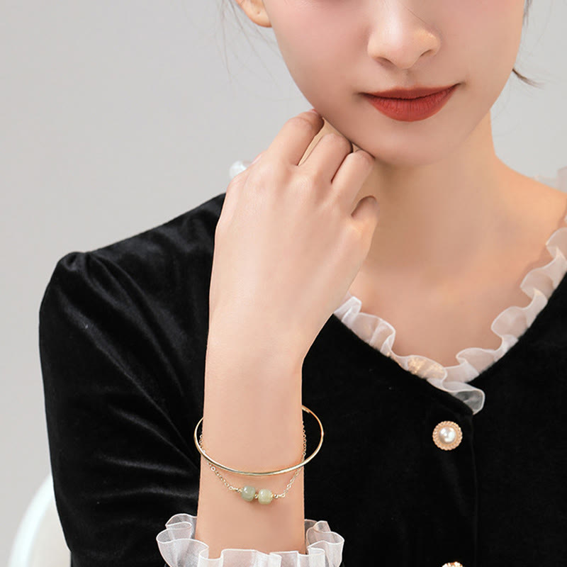 Kupfer-Gold-Hetian-Jade-Glücksarmband mit zwei Schichten