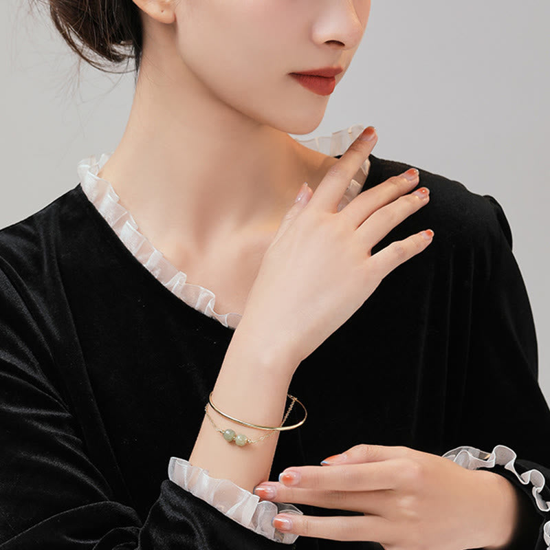 Kupfer-Gold-Hetian-Jade-Glücksarmband mit zwei Schichten