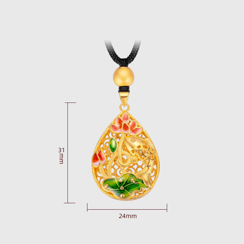 Kupferne Koi-Fisch-Lotus-Halskette, 31 mm, Glücksanhänger