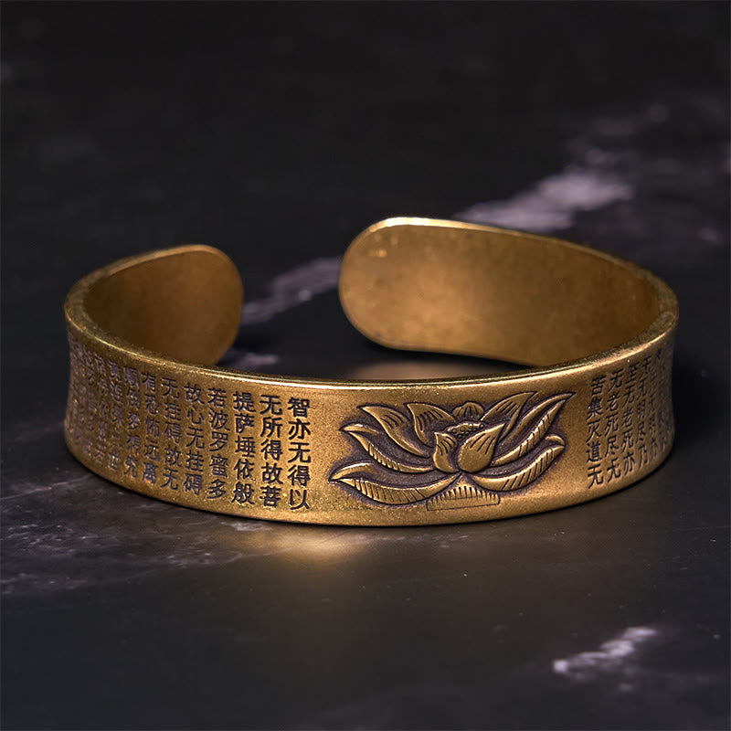 Kupfer Lotus Herz Sutra Frieden verstellbar Armband Armreif