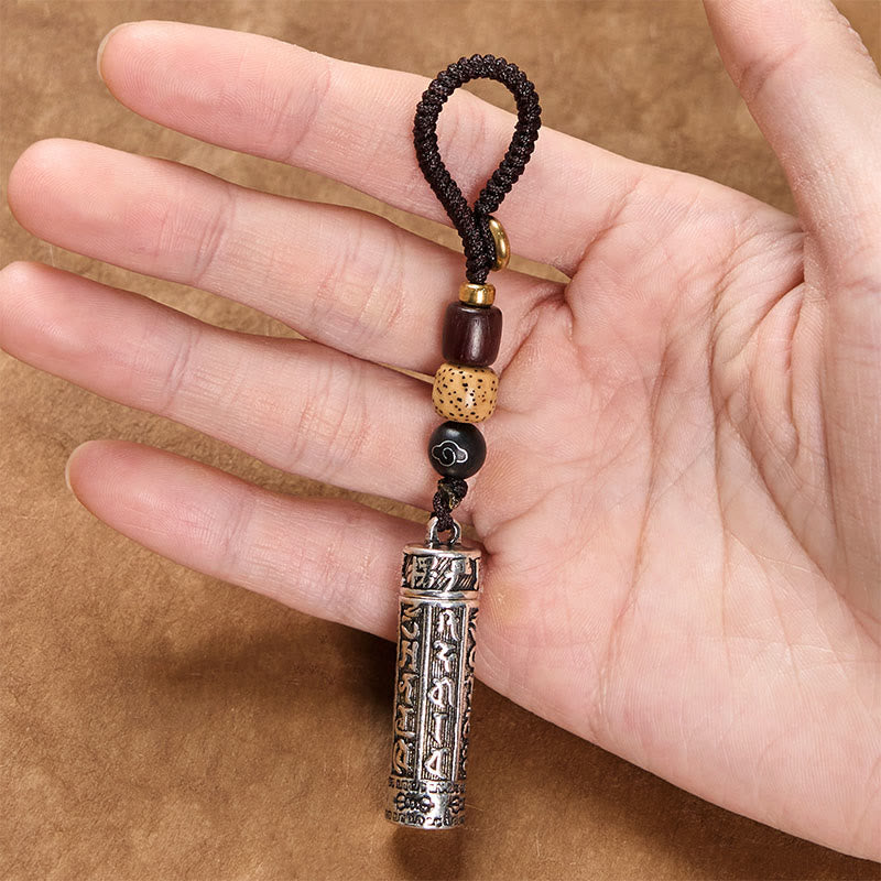 Kupfer Om Mani Padme Hum Mantra Schlüsselanhänger mit Vajra-Muster