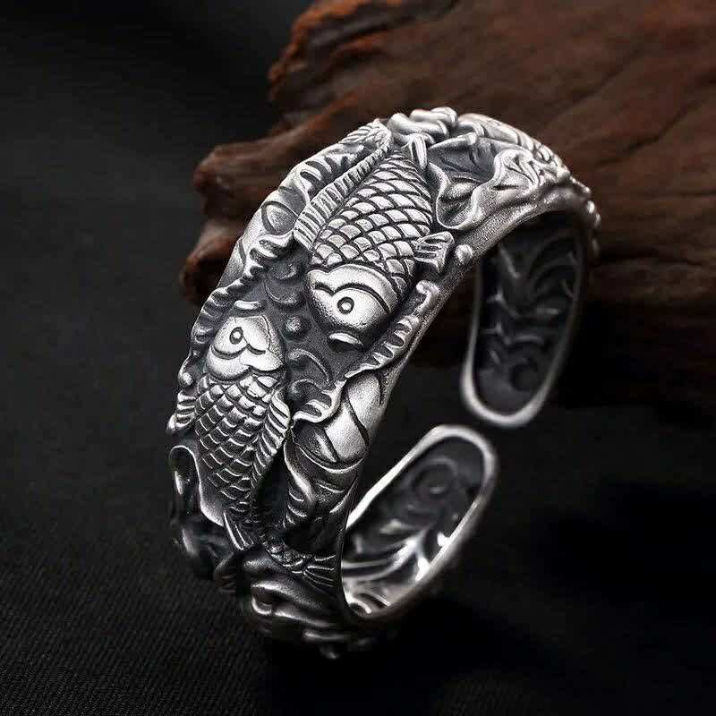 Kupferbeschichtetes Silber-Koi-Fisch-Glücks- und Wohlstandsarmband