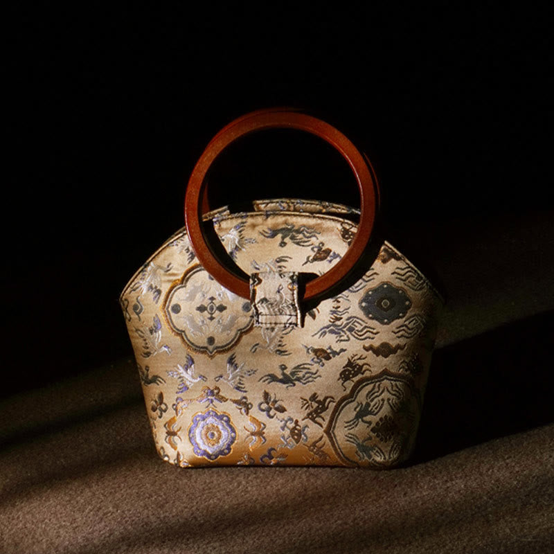 Spirituelle Handtasche mit Kranich-Hirsch-Holzgriff, 19 cm, für Harmonie