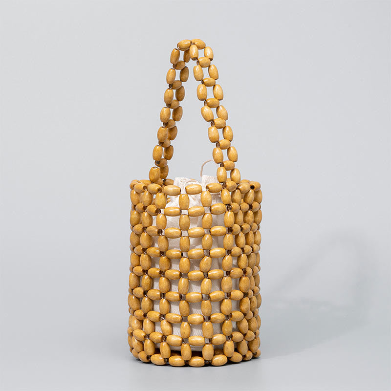 Rohholzhandtasche mit Holzperlen für spirituelle Accessoires