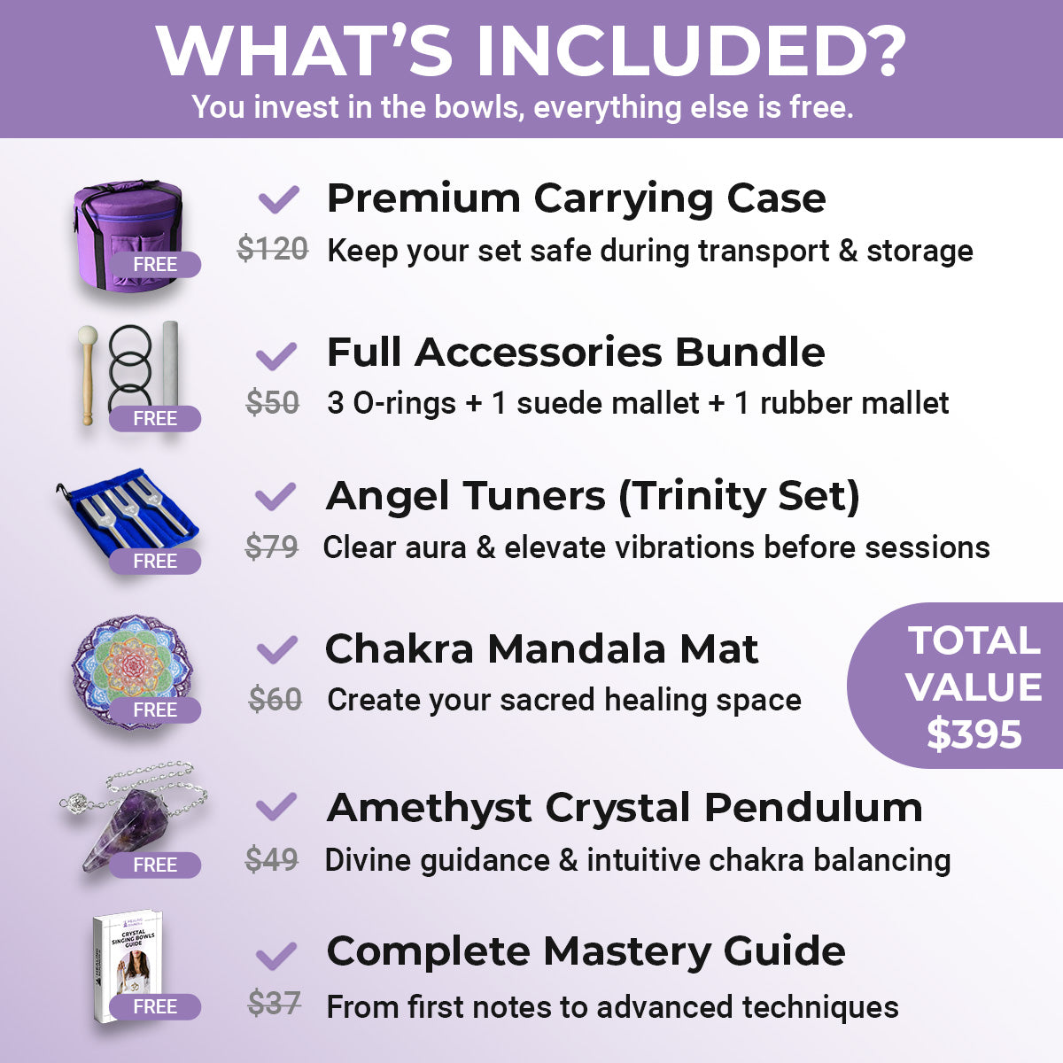 8"A 10"F 12"C Klangschalen-Set aus mattiertem Quarzkristall