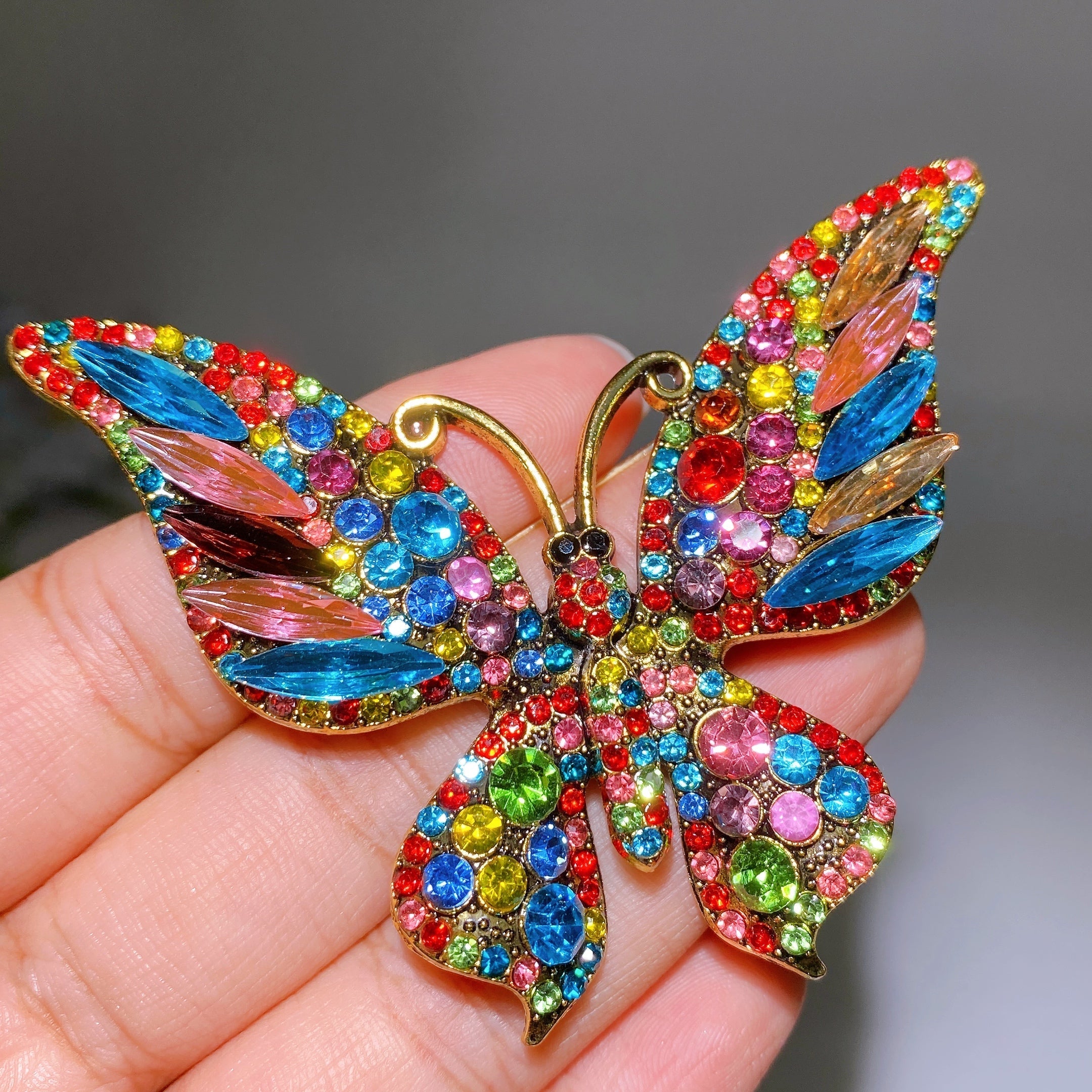 Kristallheilbrosche, 30–92 mm, Heilkristall-Anstecknadel