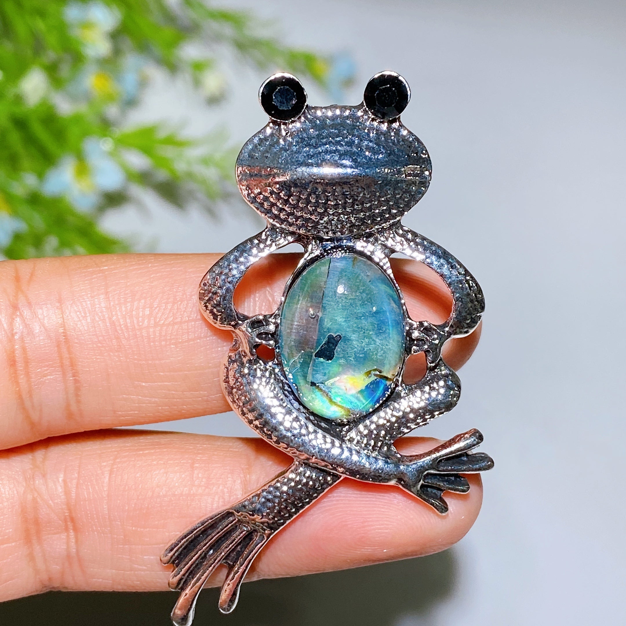 Kristallheilbrosche, 30–92 mm, Heilkristall-Anstecknadel