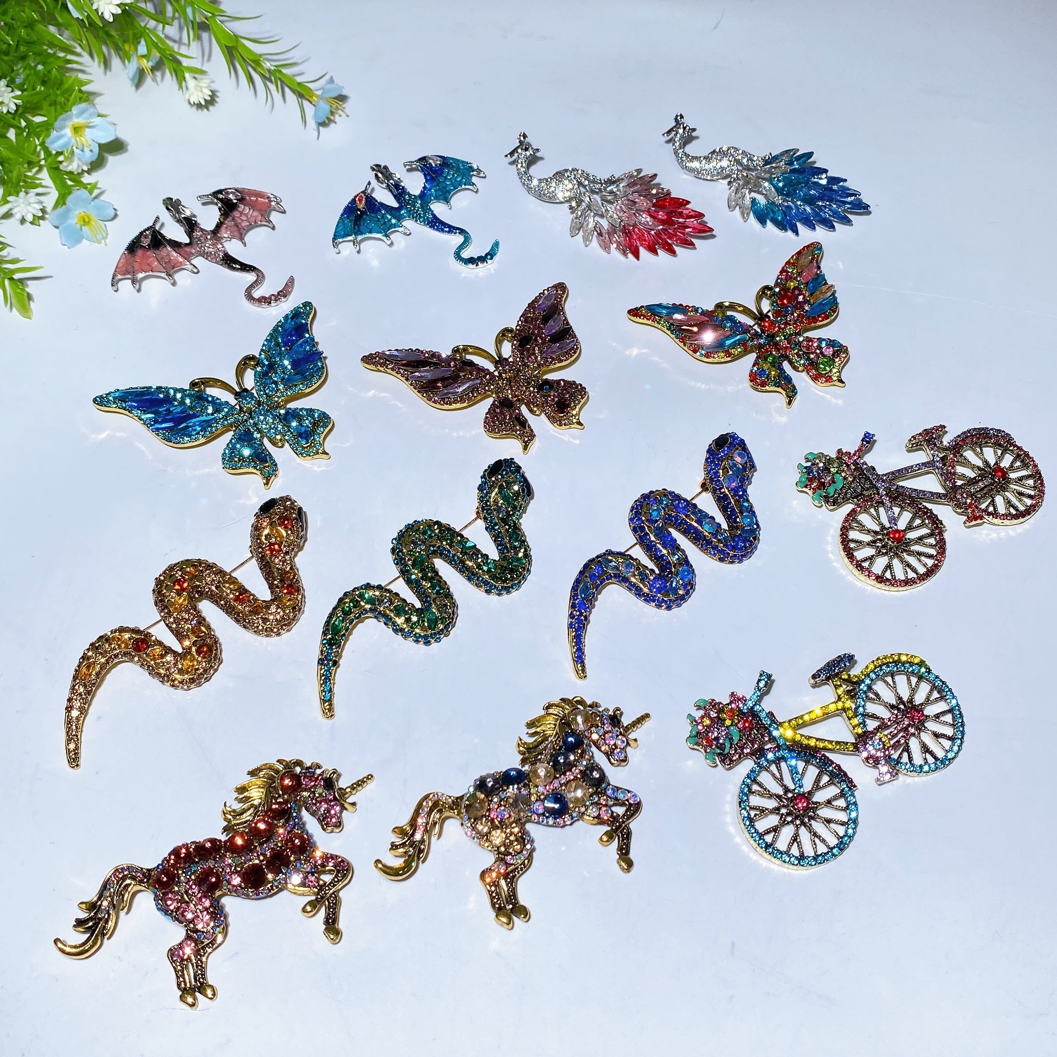 Kristallheilbrosche, 30–92 mm, Heilkristall-Anstecknadel