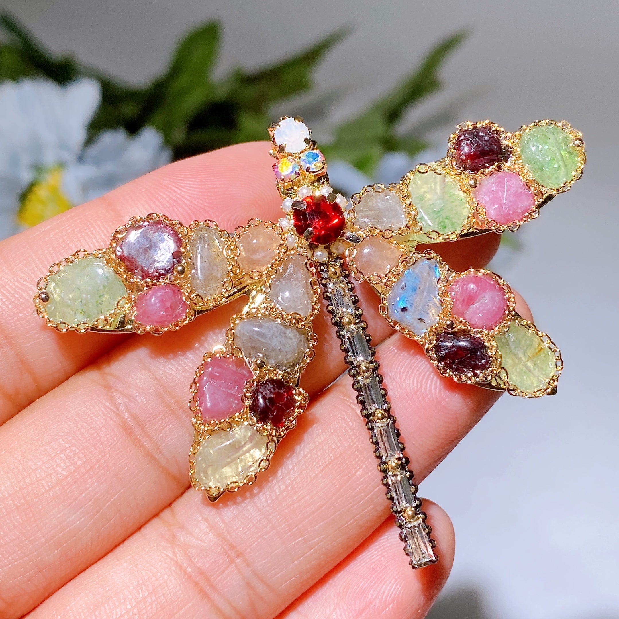 Kristallheilbrosche, 30–92 mm, Heilkristall-Anstecknadel