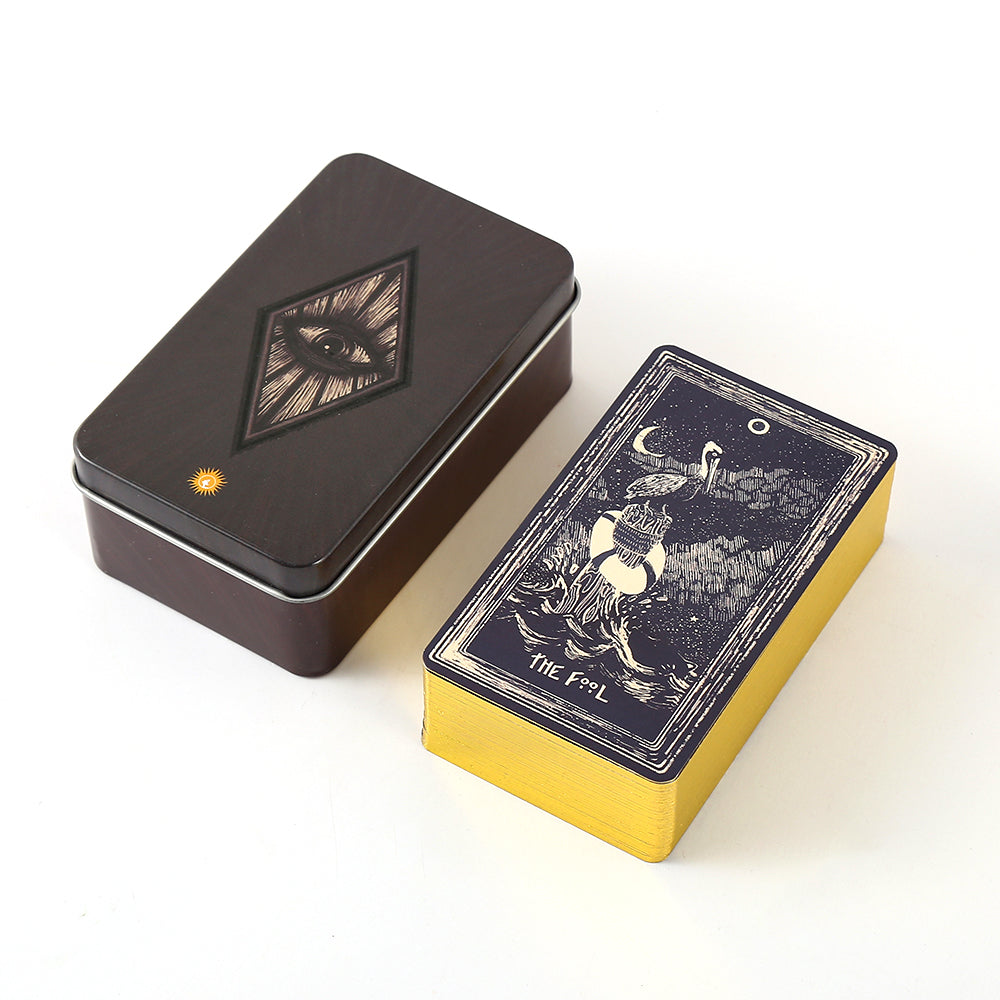 Kristallheilungs-Metallbox mit Augen- und Sonnendesign, 10 x 6 x 4 cm