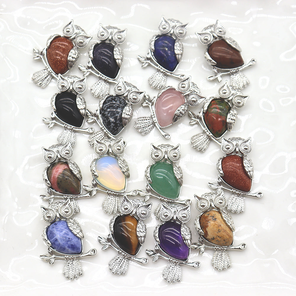 Kristall-Eulen-Anhänger, 3,5 cm, Amethyst und mehr