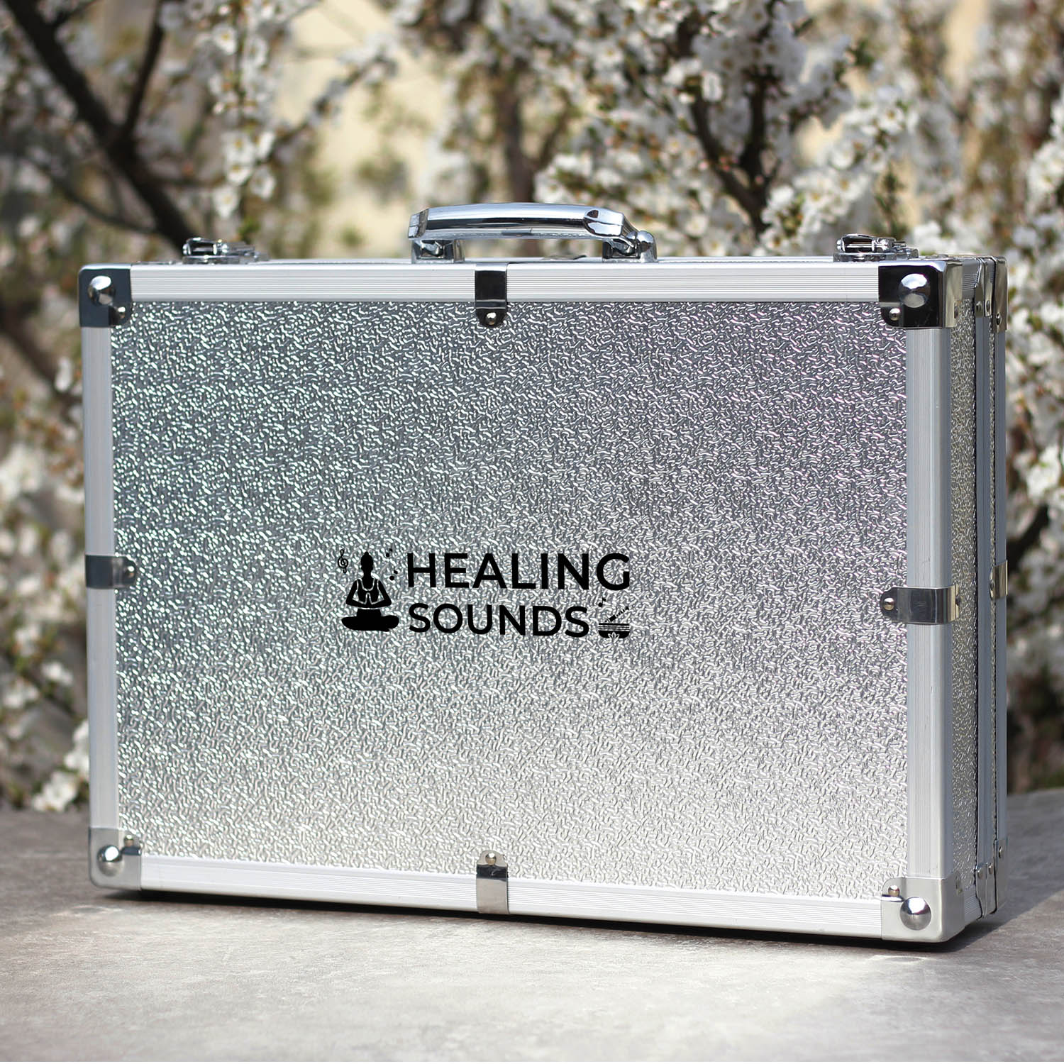 432 Hz Stimmgabel-Set aus klarem Kristall mit Box – 13-teilig – 10 mm