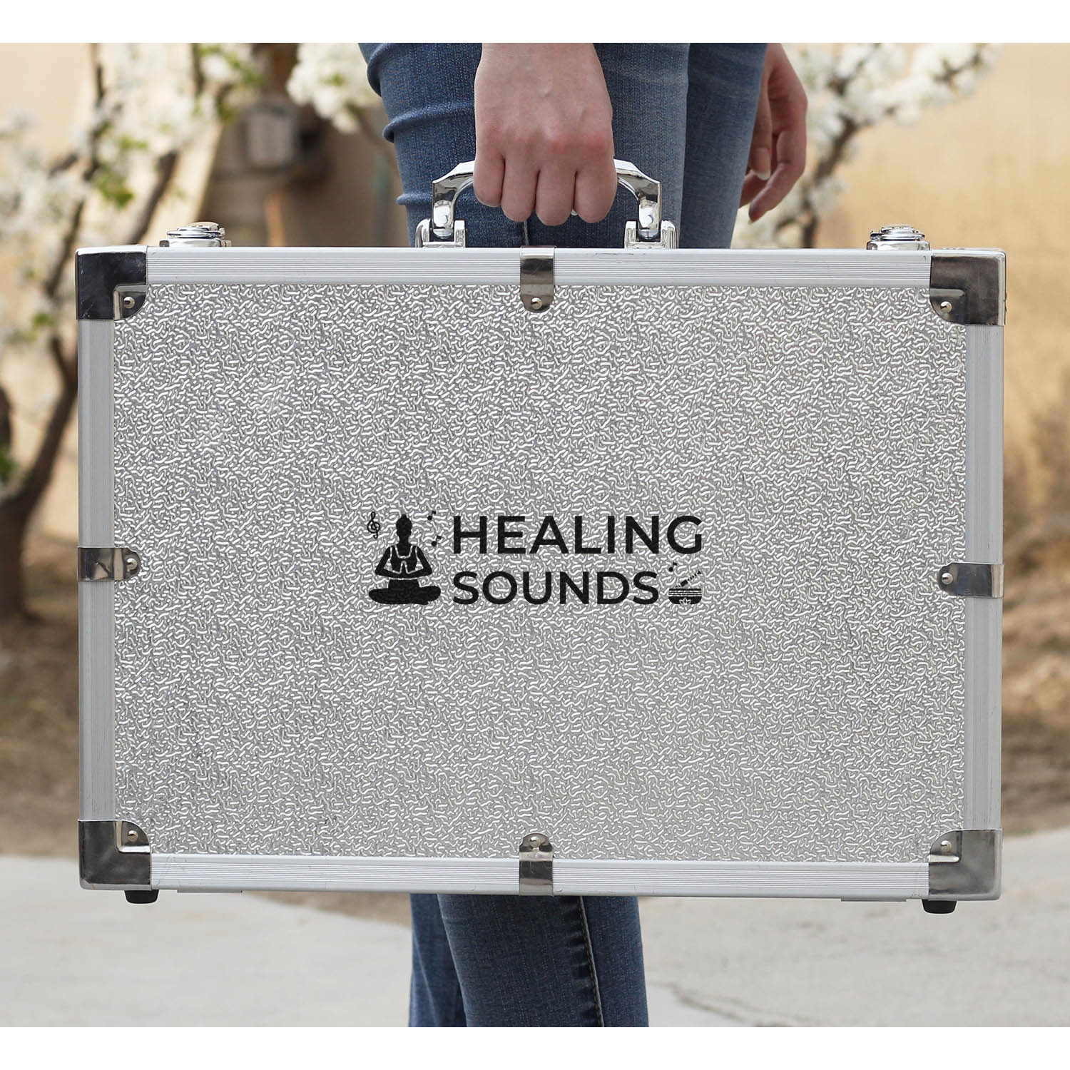 432 Hz Stimmgabel-Set aus klarem Kristall mit Box – 13-teilig – 10 mm