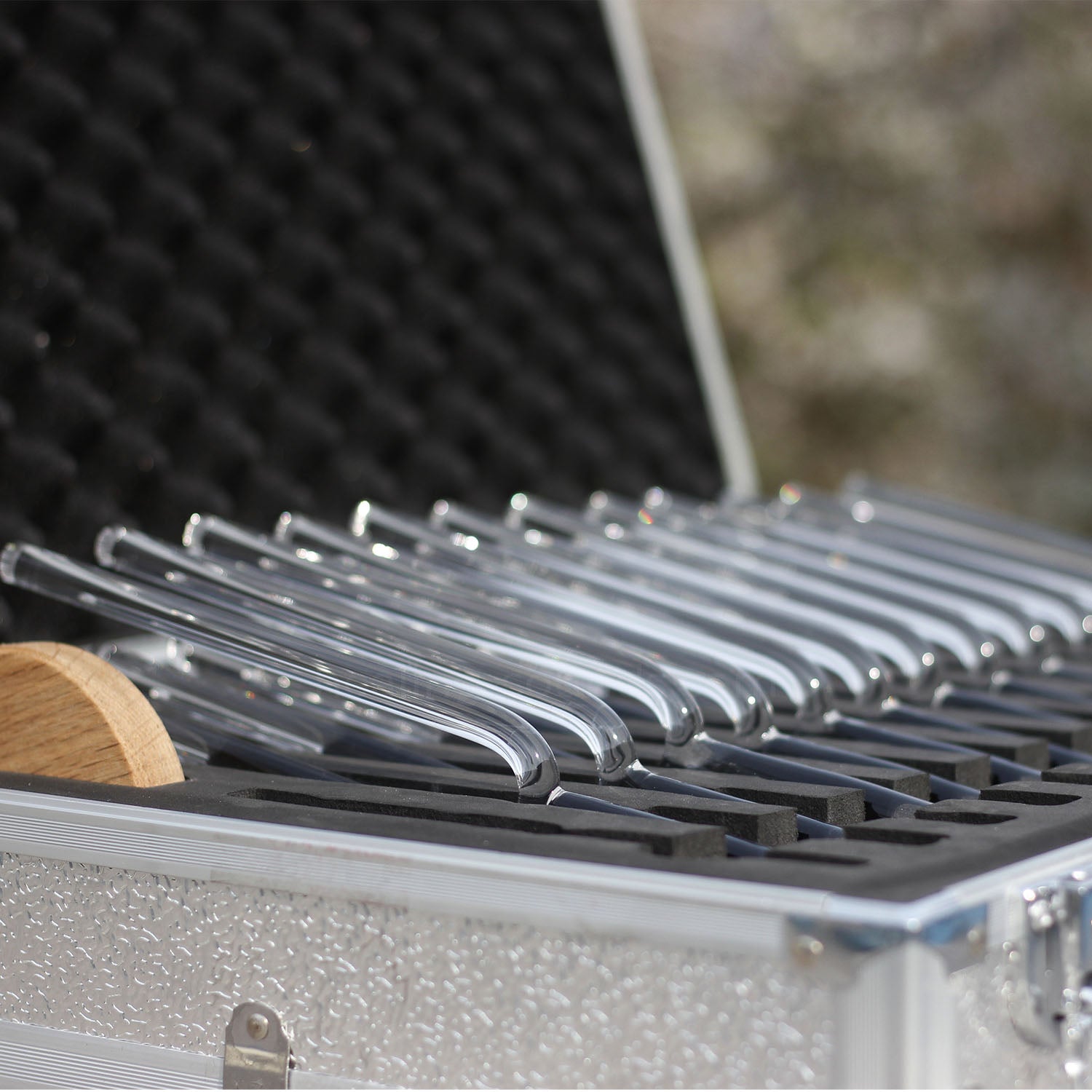 432 Hz Stimmgabel-Set aus klarem Kristall mit Box – 13-teilig – 10 mm