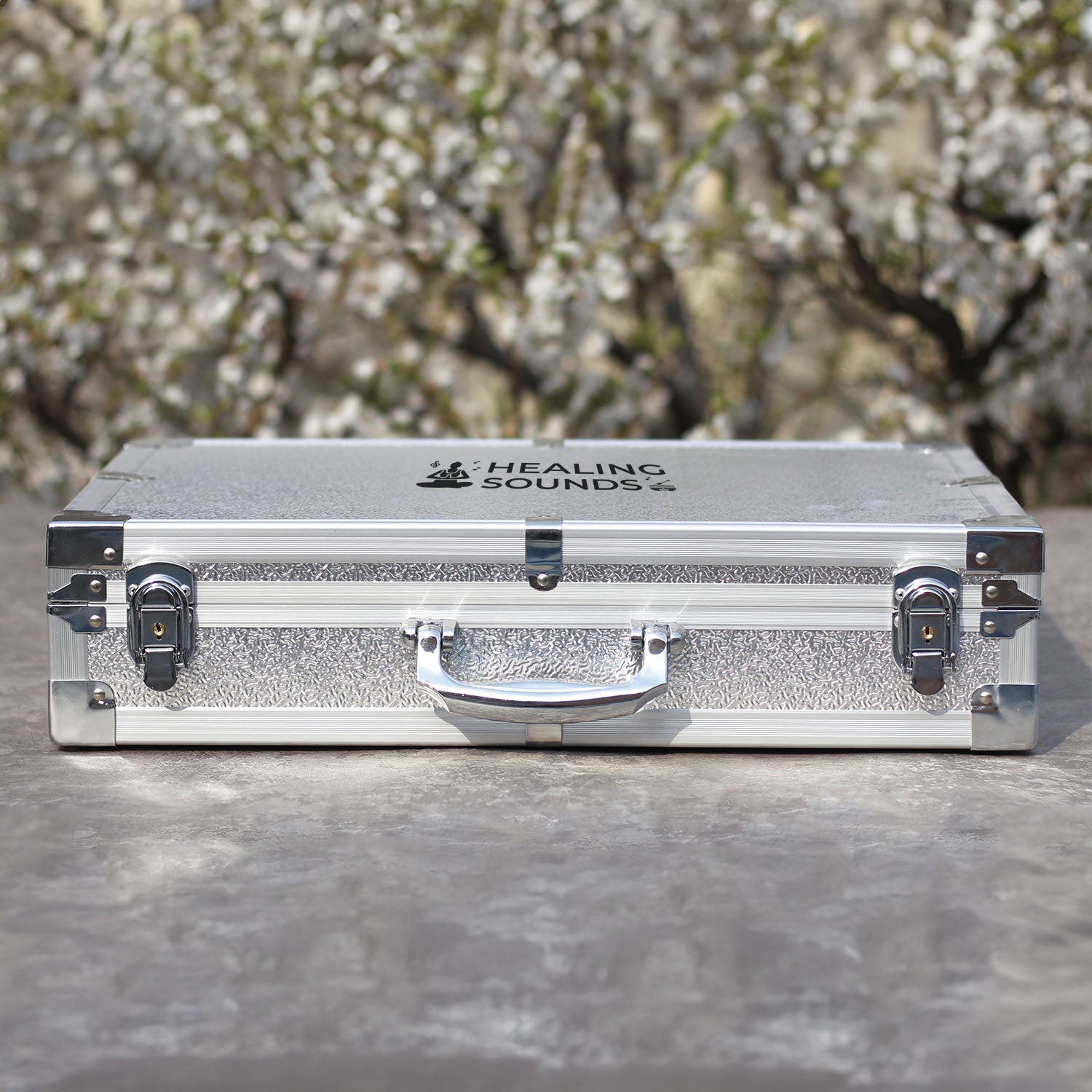 432 Hz Stimmgabel-Set aus klarem Kristall mit Box – 13-teilig – 10 mm