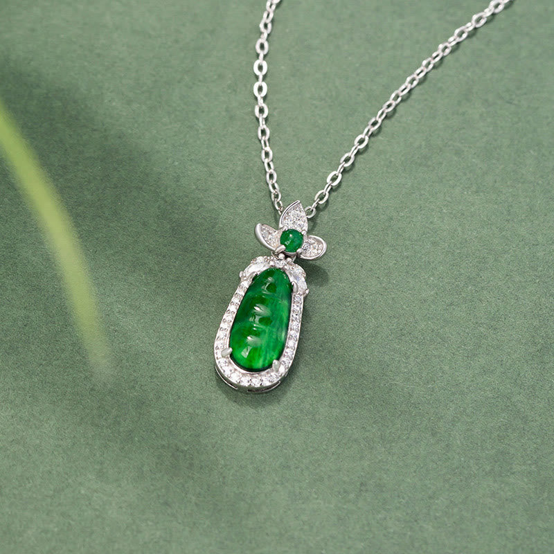 Cyan Jade Erbsen Design Glücks-Heilungskette in 925 Silber