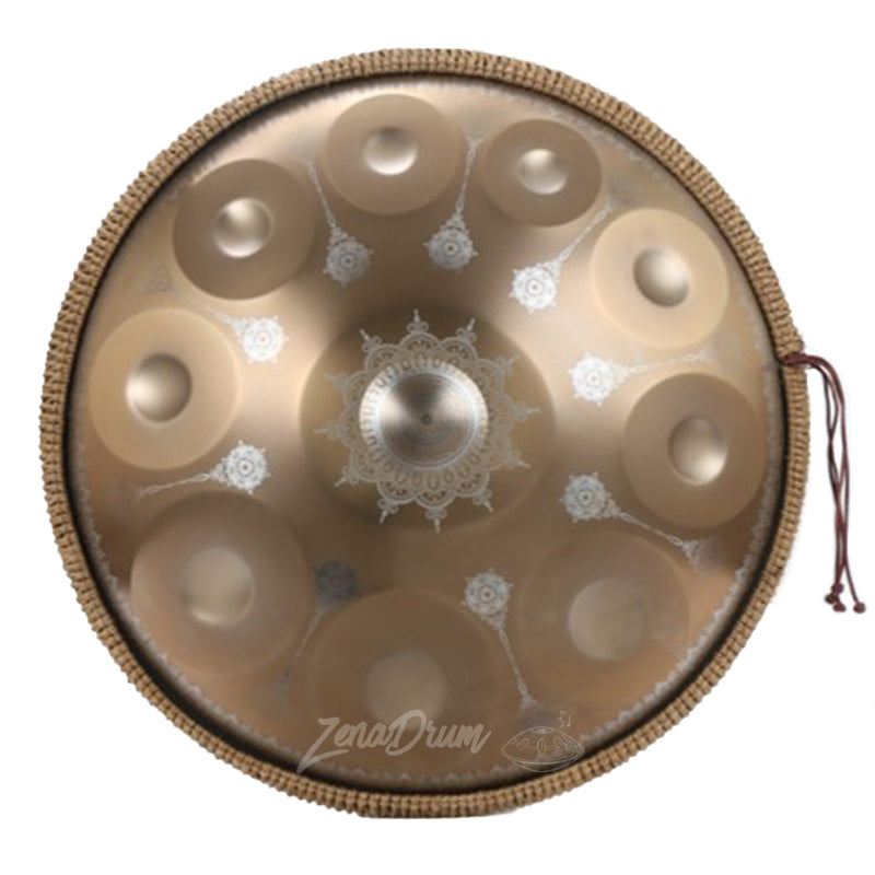 D Minor Kurd Handpan Drum with snowflake patterns and 9 tone fields for sale
