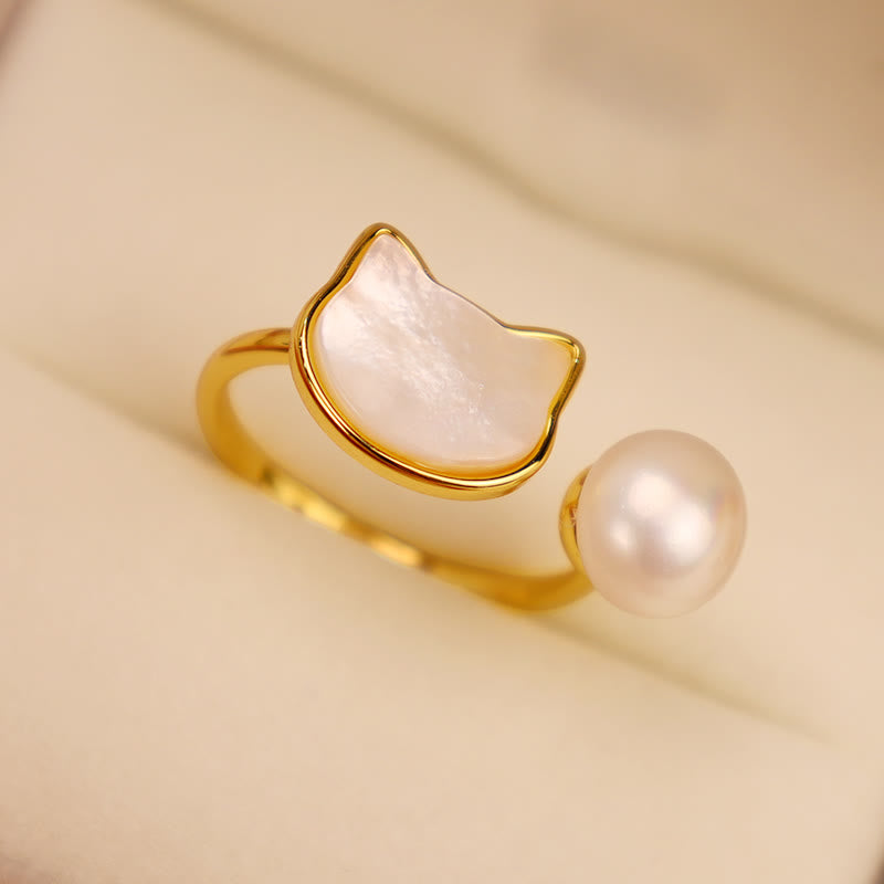 Natürliche Perle Kupfer Katze Heilung Halskette & Ohrringe Set