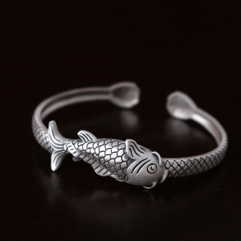 990 Sterling Silver Koi Fish Bracelet for Luck & Prosperity