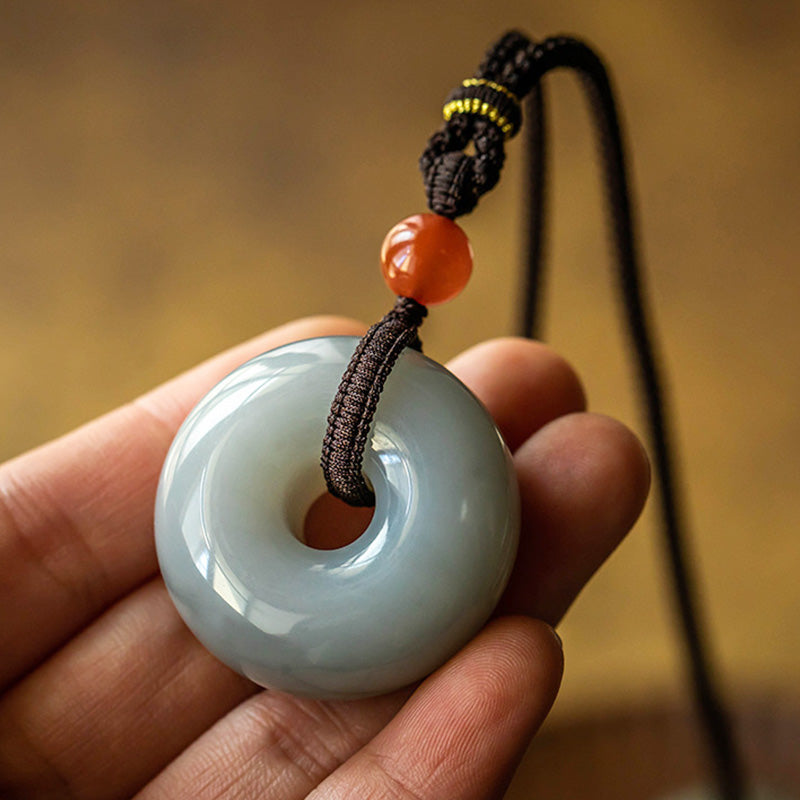 Natürliche graue Jade-Glückskette | Friedens- und Wohlstandsanhänger