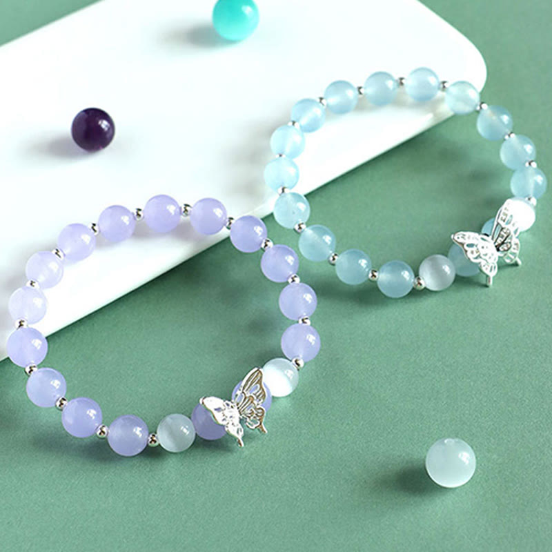 Blaues Chalcedon-Schmetterlings-Energie-Spirituelles Armband