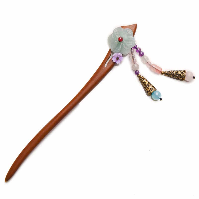 Roter Sandelholz-Amethyst-Aventurin-Schutz-Haarnadel im chinesischen Stil