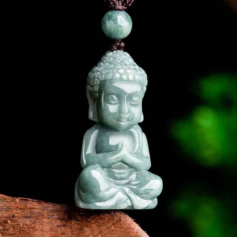 Natürliche Jade Buddha Amulett Halskette | Meditation & Gelassenheit