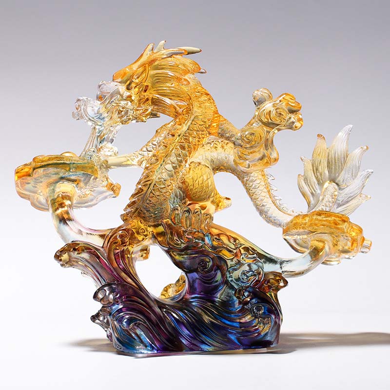 Liuli Crystal Dragon Ruyi Handle | Protection Zen Decor