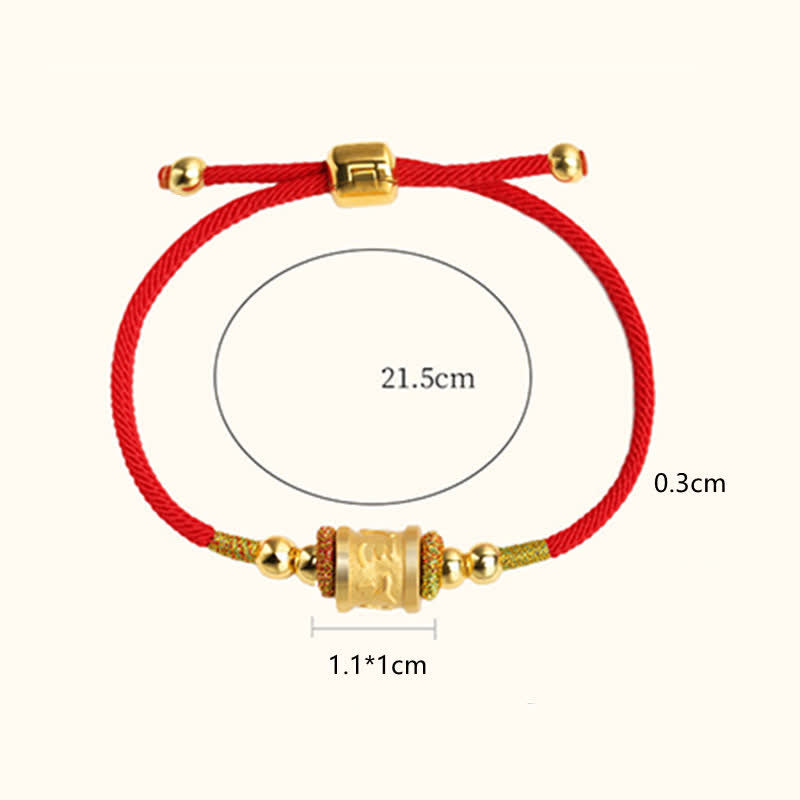 Om Mani Padme Hum Armband aus Sterlingsilber mit roter Glücksschnur