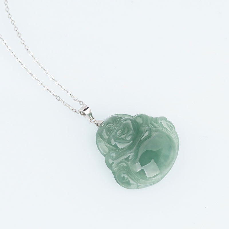 Jadekette mit lachendem Buddha-Anhänger | Schutz & Ruhe