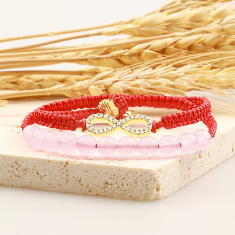 Lotus Pink Kristall Rote Schnur Armband 38cm Unisex