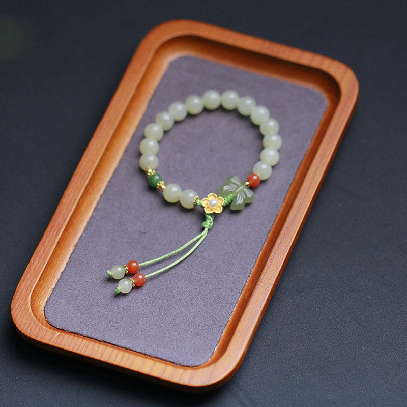 Jade Schmetterling Glücksarmband aus 925 Sterling Silber