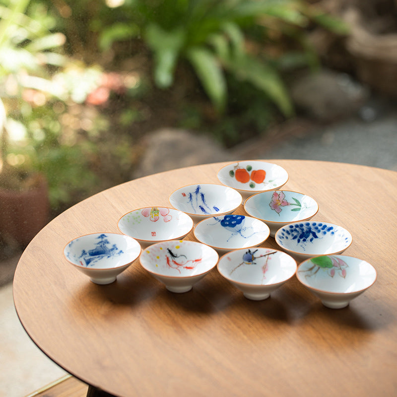 Mandala Koi Fisch Lotus Keramik Teetasse 50ml Harmony