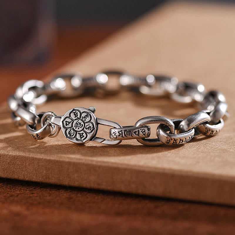 925 Sterling Silver Om Mani Padme Hum Bracelet for Calm