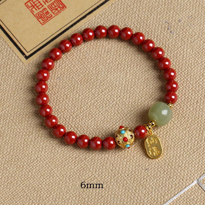 Unisex-Charm-Armband aus Zinnober und grünem Aventurin, 8 mm