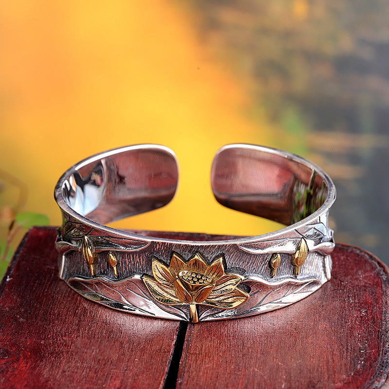 Lotusblume Calm Armband aus 925 Sterling Silber, verstellbar