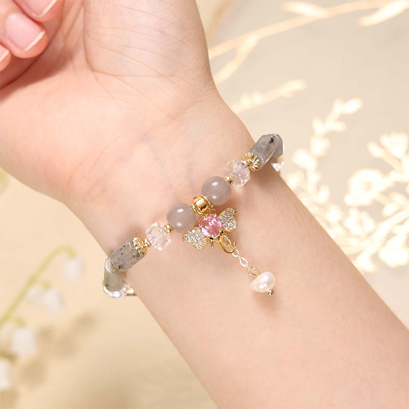 Amethyst Green Aventurine Elephant Charm Bracelet